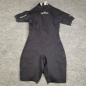Bare Powerstretch Womens Shorty Wetsuit Size 12 Black Hibiscus Floral 2mm Diving